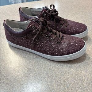 Marc Joseph Burgundy and White Sneakers
